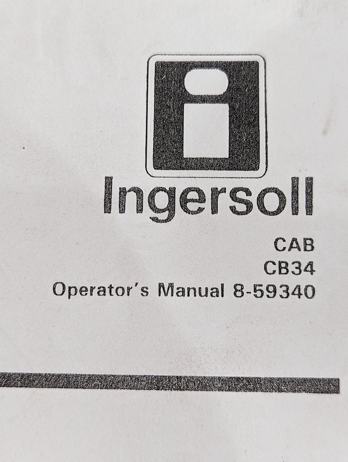 8-59340 OM: CAB CB34 - Ingersoll/Case Tractor Part
