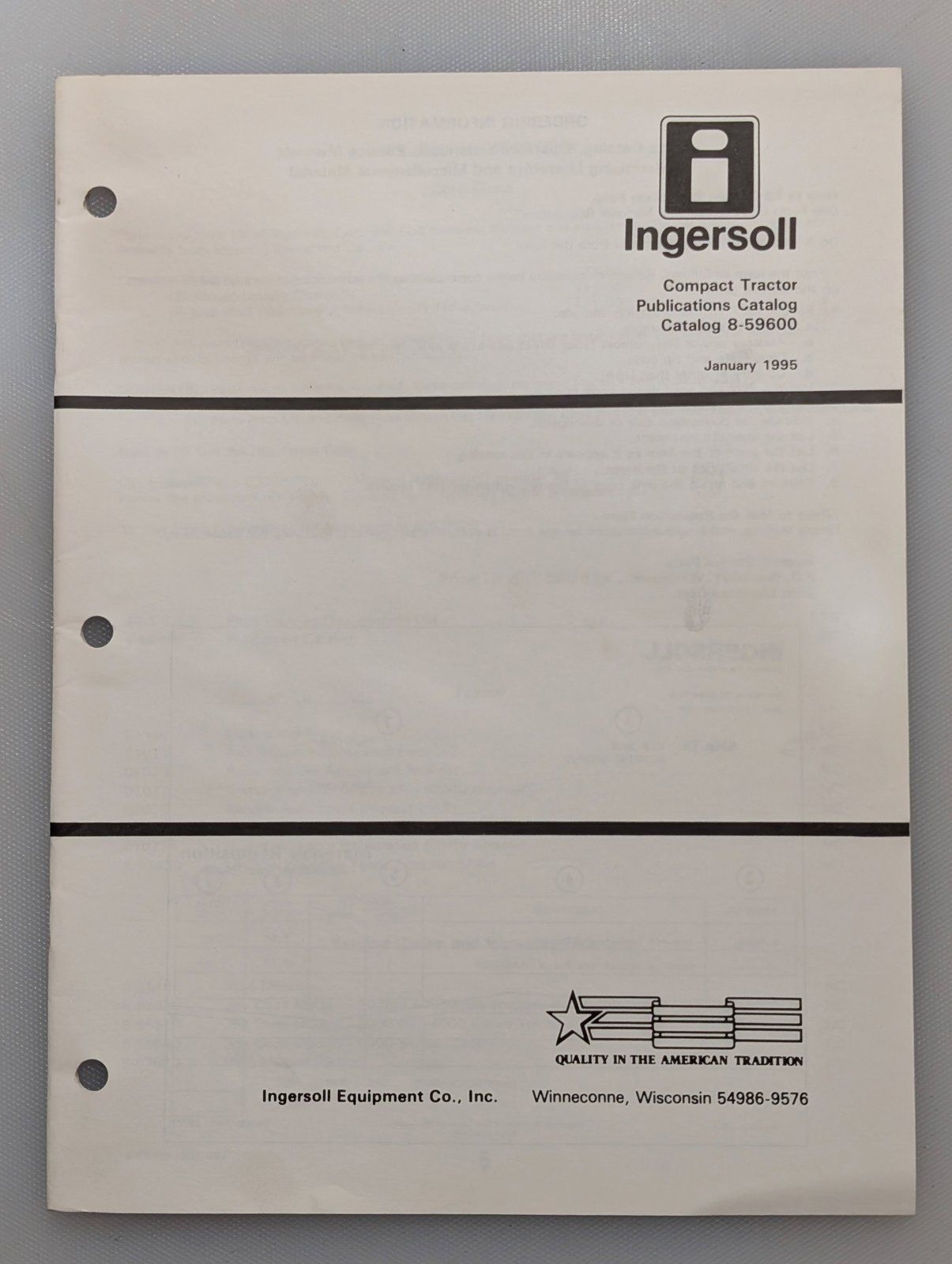8-59600 COMPACT TRACTOR PUBLICATIONS CATALOG - Ingersoll/Case Tractor Part