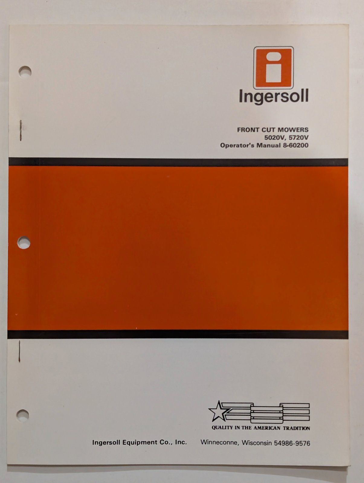 8-60200 OM 5020V 5720V FRONT CUT MOWER - Ingersoll/Case Tractor Part
