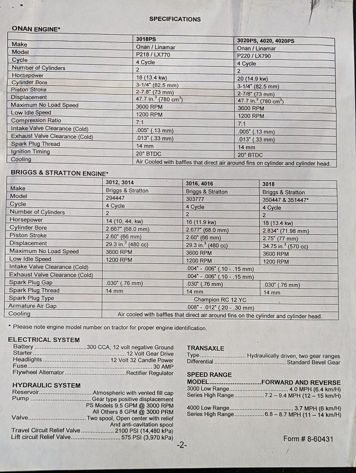 8-60431 SUPPLEMENT SHEET 8-59130 - Ingersoll/Case Tractor Part