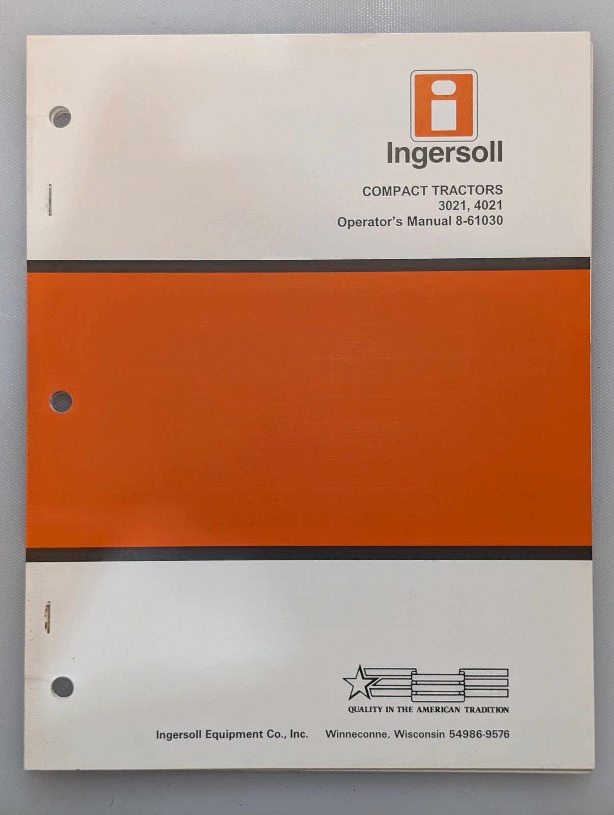 8-61030 OM INGERSOLL 3021 & 4021 TRACTOR - Ingersoll/Case Tractor Part