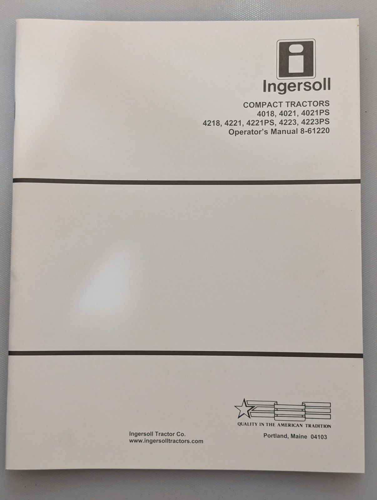 8-61220 OM: 4018 4021 4021PS 4218 4221 4221PS 4223 4223PS - Ingersoll/Case Tractor Part