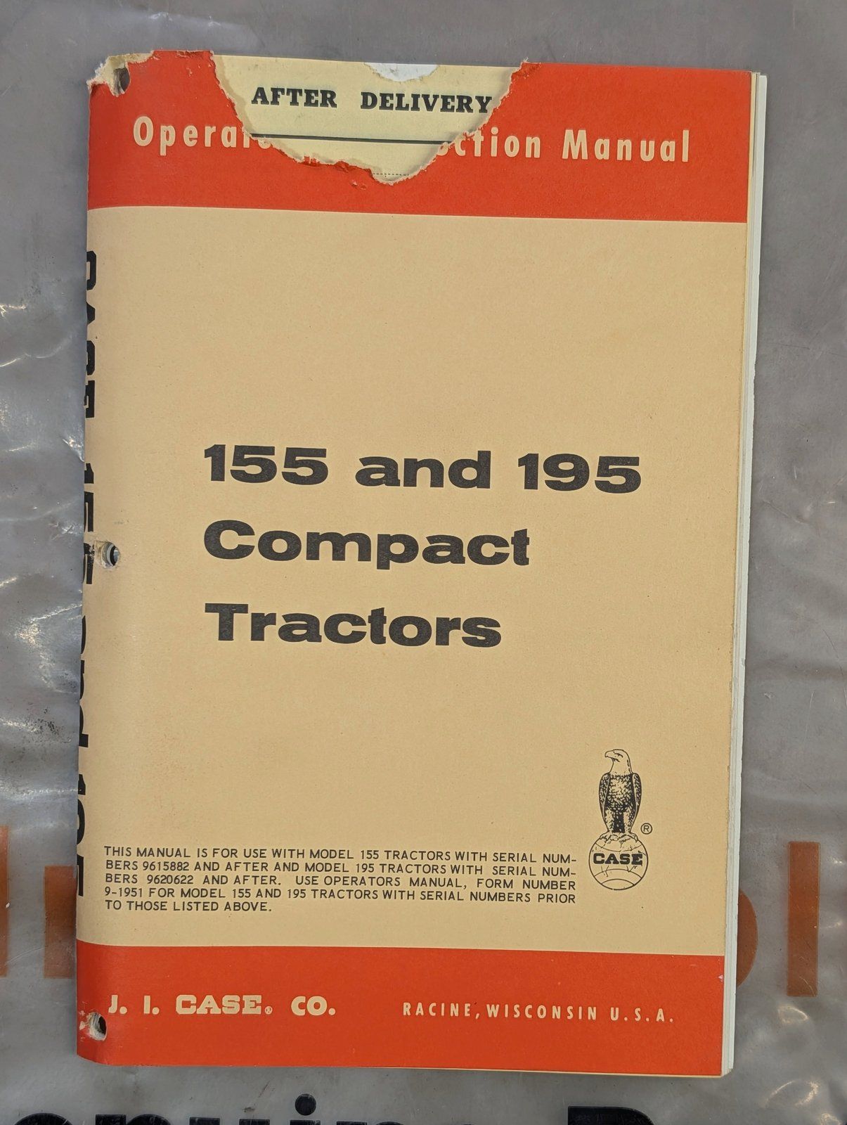 9-1972 OM: 155 & 195 COMPACT TRACTORS - Ingersoll/Case Tractor Part