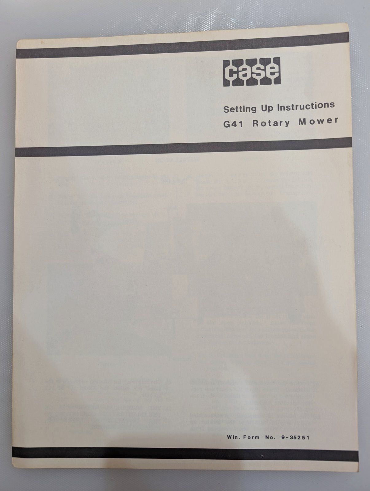 9-35251 OM G41 ROTARY MOWER - Ingersoll/Case Tractor Part
