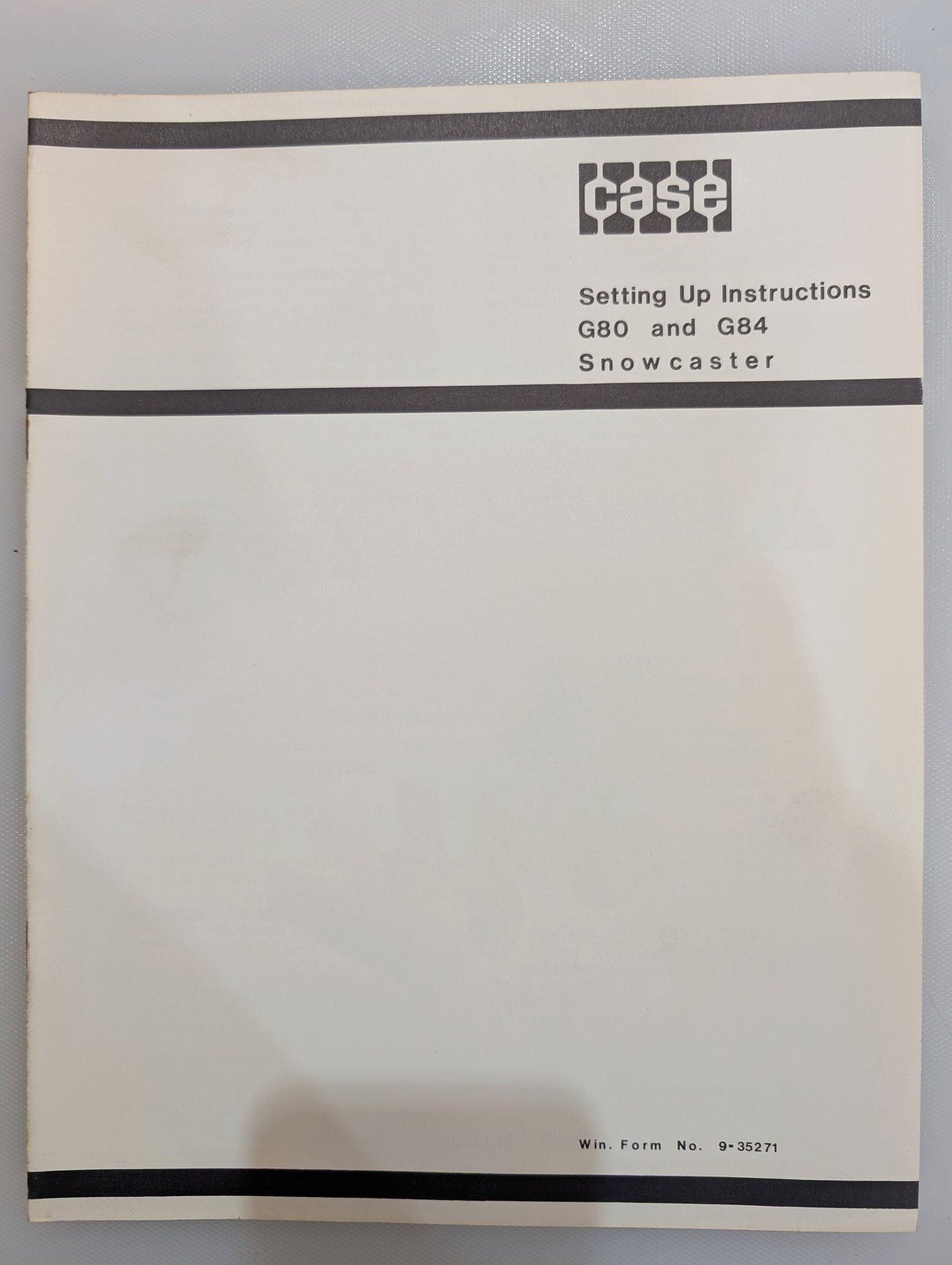 9-35271 OM G80 G84 SNOWCASTER - Ingersoll/Case Tractor Part