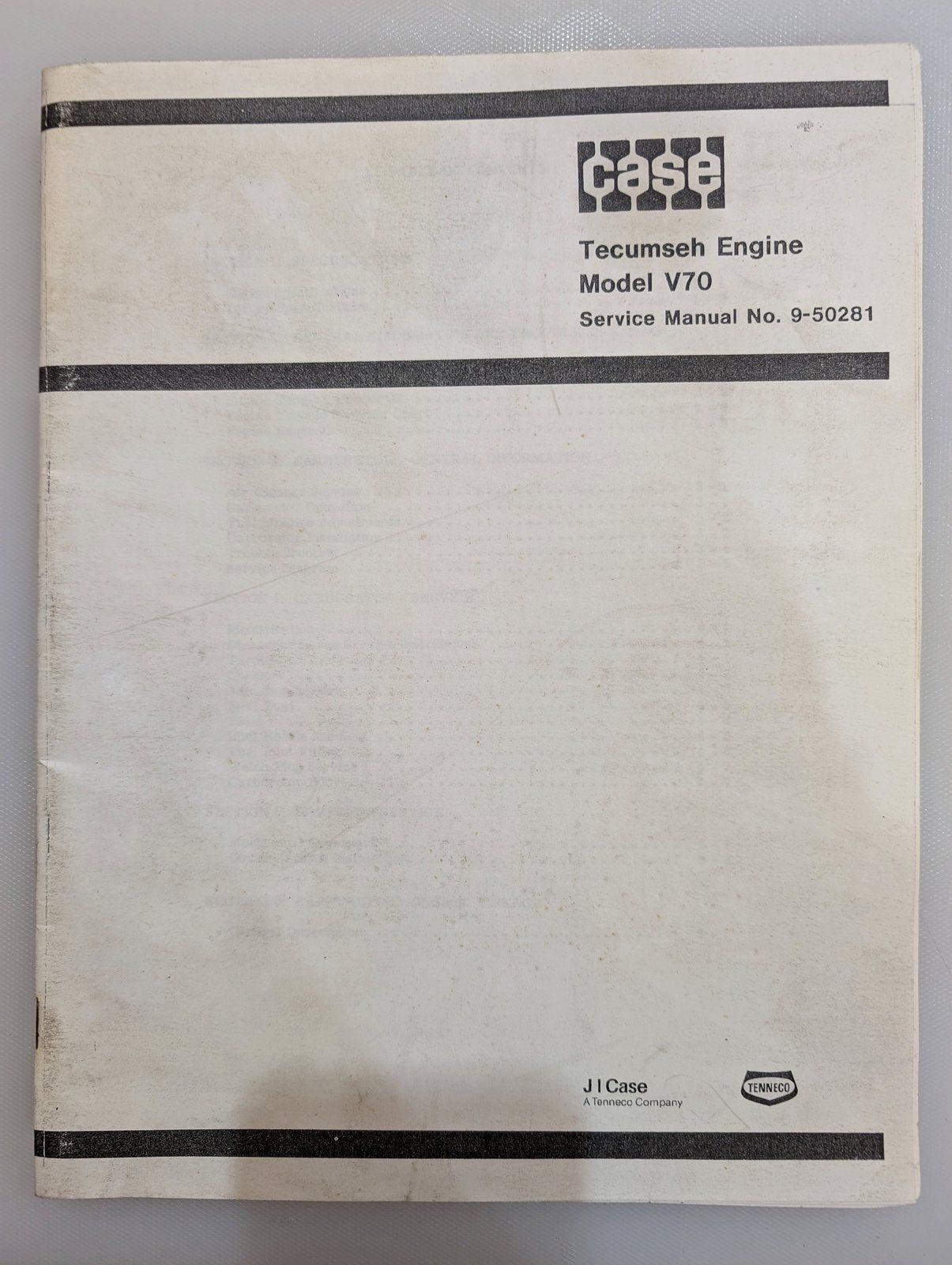 9-50281 SM TECUMSEH ENGINE MODEL V70 - Ingersoll/Case Tractor Part