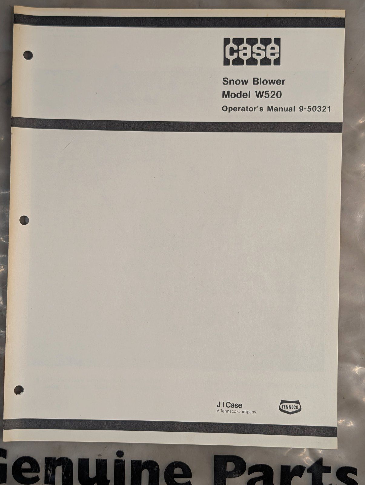 9-50321 CASE MODEL W520 SNOW BLOWER - Ingersoll/Case Tractor Part