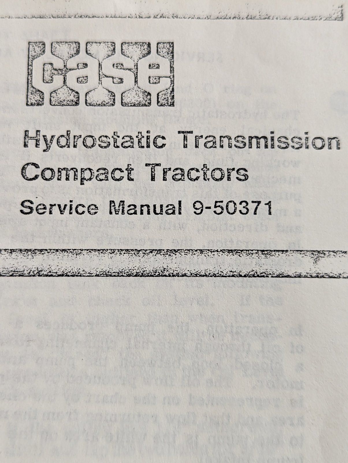 9-50371 SM: 117 & 118 HYDROSTATIC TRAN - Ingersoll/Case Tractor Part
