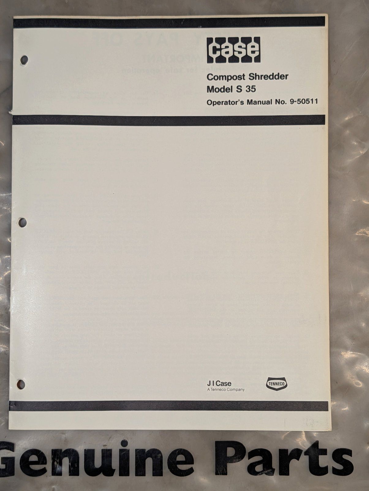 9-50511 CASE MODEL S 35 COMPOST SHREDDER - Ingersoll/Case Tractor Part