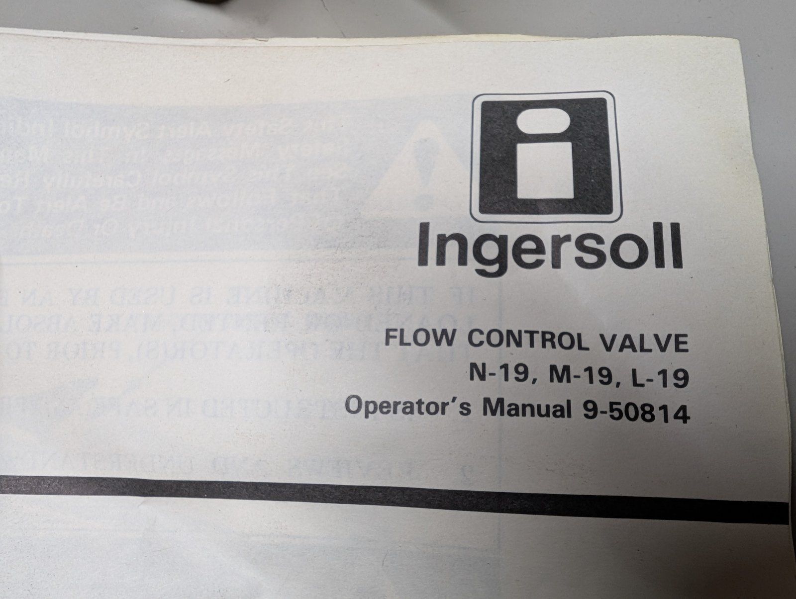 9-50814 OM: L19 M19 N19 FLOW CONTROL KIT - Ingersoll/Case Tractor Part