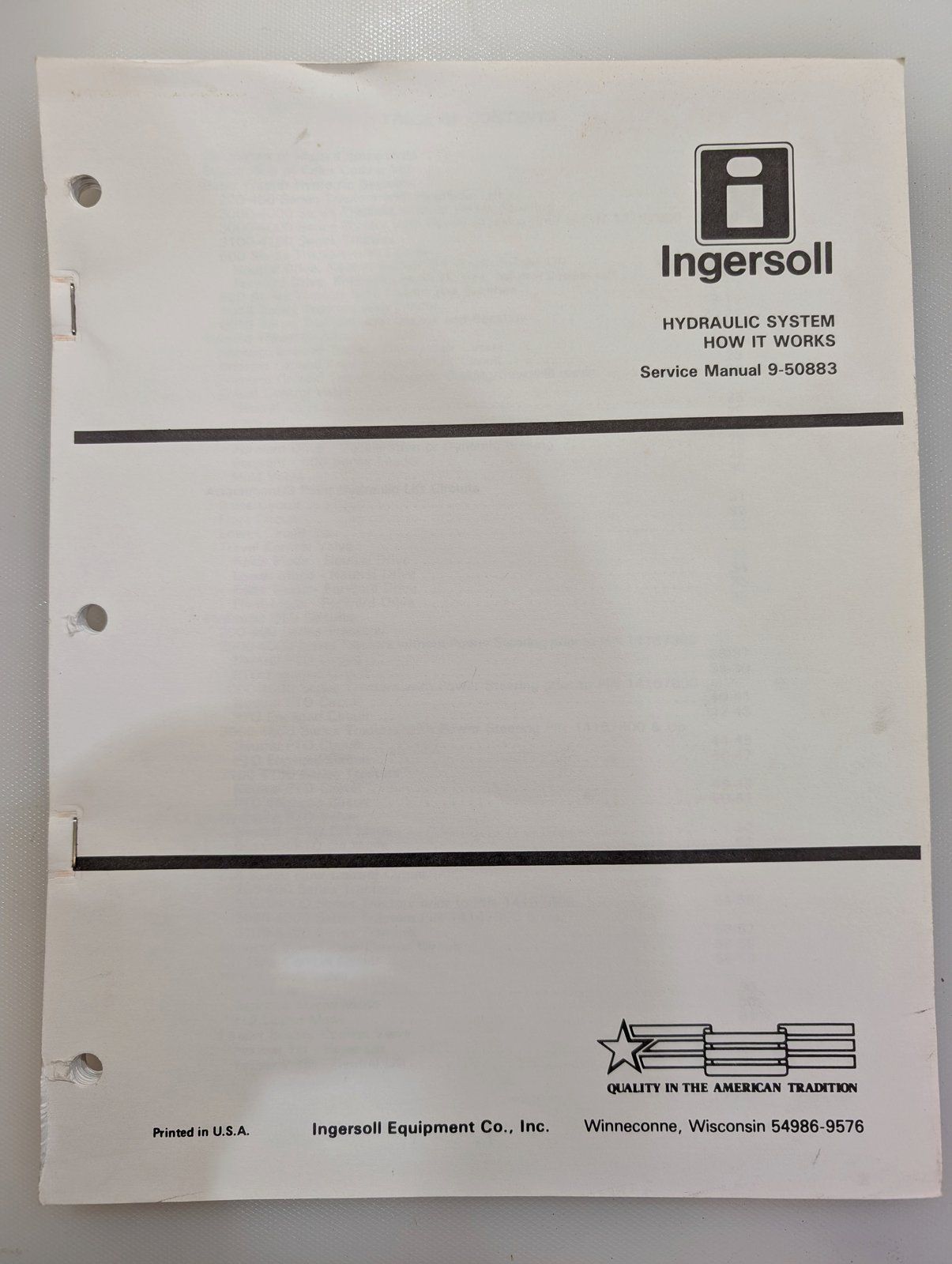 9-50883 SM HYDRAULIC SYSTEM HOW IT WORKS - Ingersoll/Case Tractor Part