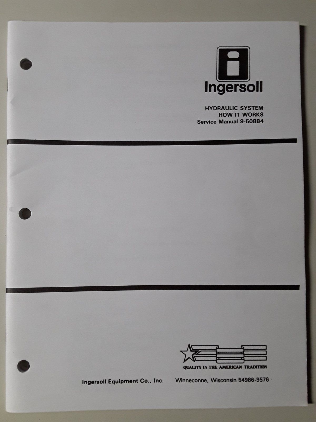 9-50884 SM: HYDRAULIC SYSTEM - HOW IT WORKS - Ingersoll/Case Tractor Part