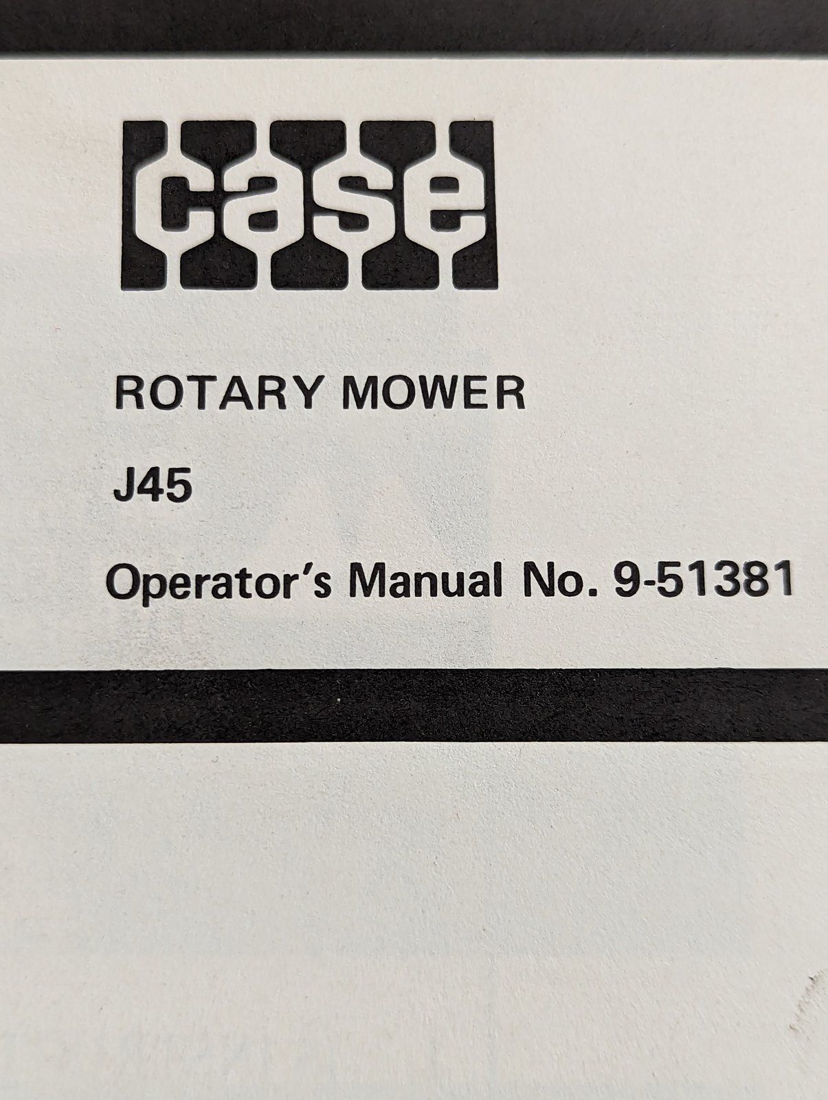 9-51381 OM: J45 ROTARY MOWER - Ingersoll/Case Tractor Part