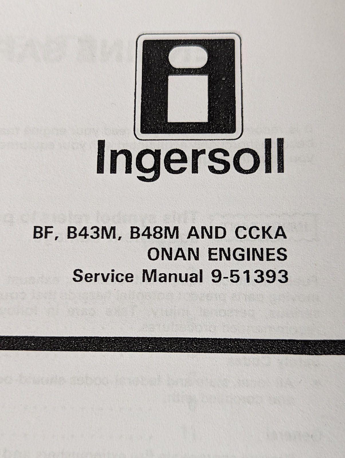 9-51393 SM: ONAN ENGINES BF B43M B48M CCKA - Ingersoll/Case Tractor Part