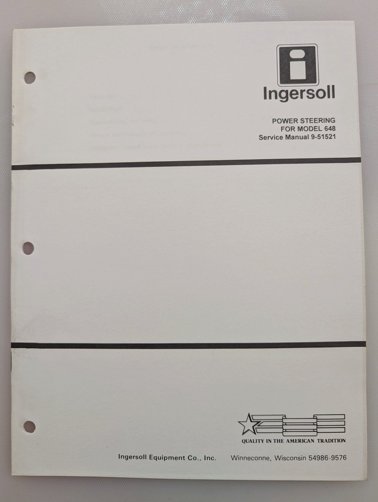 9-51521 SM: POWER STEERING for 648 - Ingersoll/Case Tractor Part