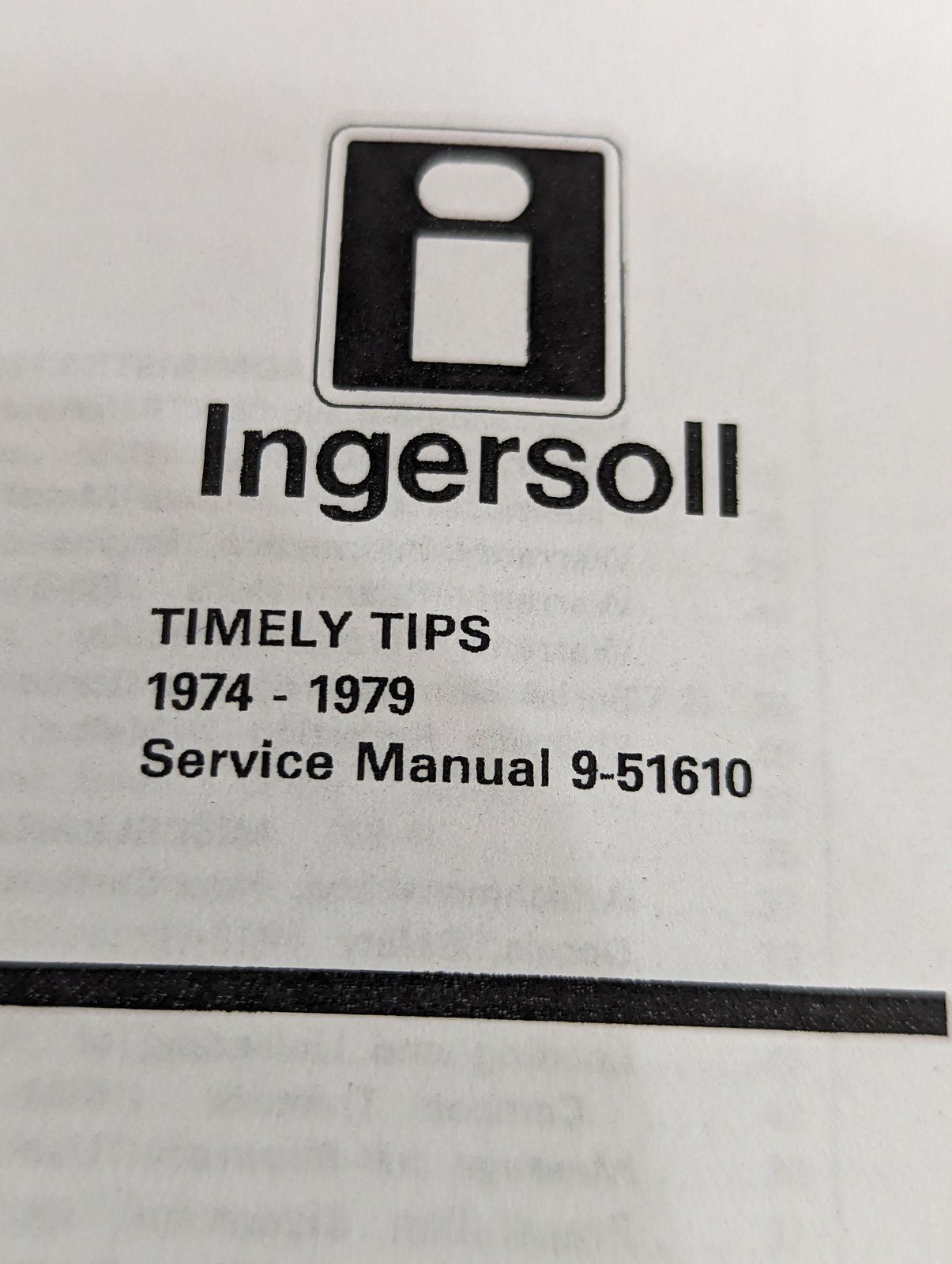 9-51610 TIMELY TIPS 1974-1979 - Ingersoll/Case Tractor Part