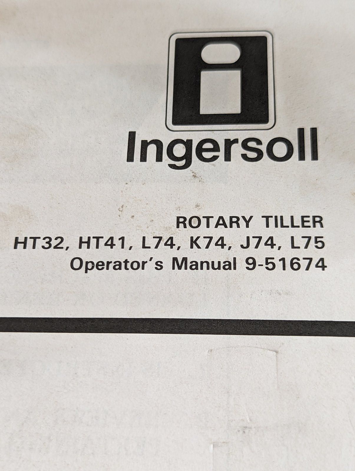 9-51674 OM: ROTARY TILLER HT32 HT41 L74 K74 J74 L75 - Ingersoll/Case Tractor Part