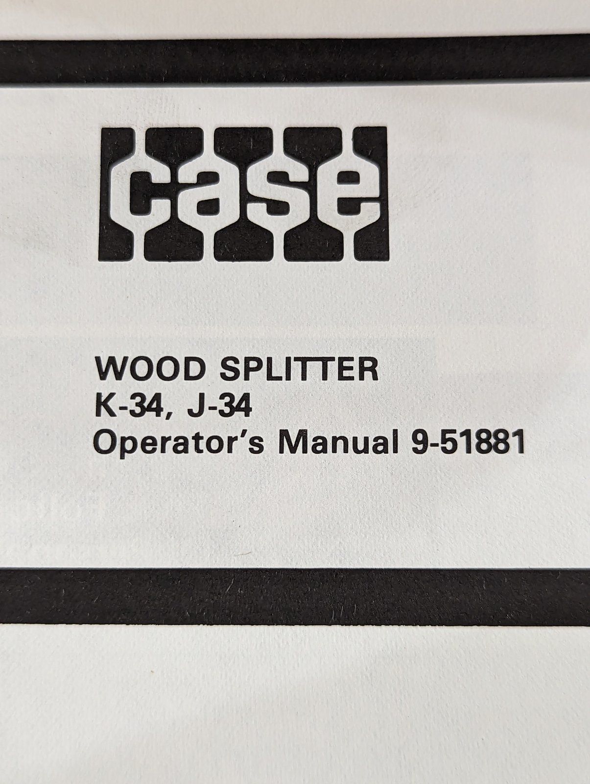 9-51881 OM: K34 J34 WOOD SPLITTER - Ingersoll/Case Tractor Part