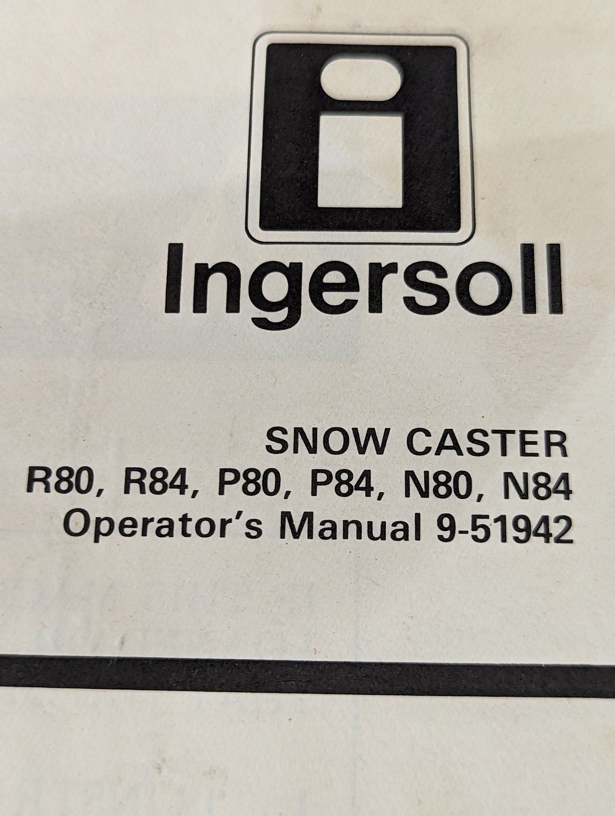 9-51942 OM: SNOW CASTER R80 R84 P80 P84 N80 N84 - Ingersoll/Case Tractor Part
