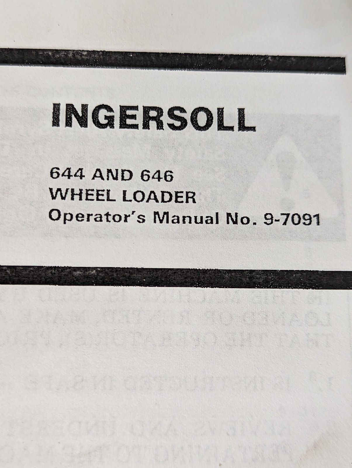 9-7091 OM: 644 646 WHEEL LOADER - Ingersoll/Case Tractor Part