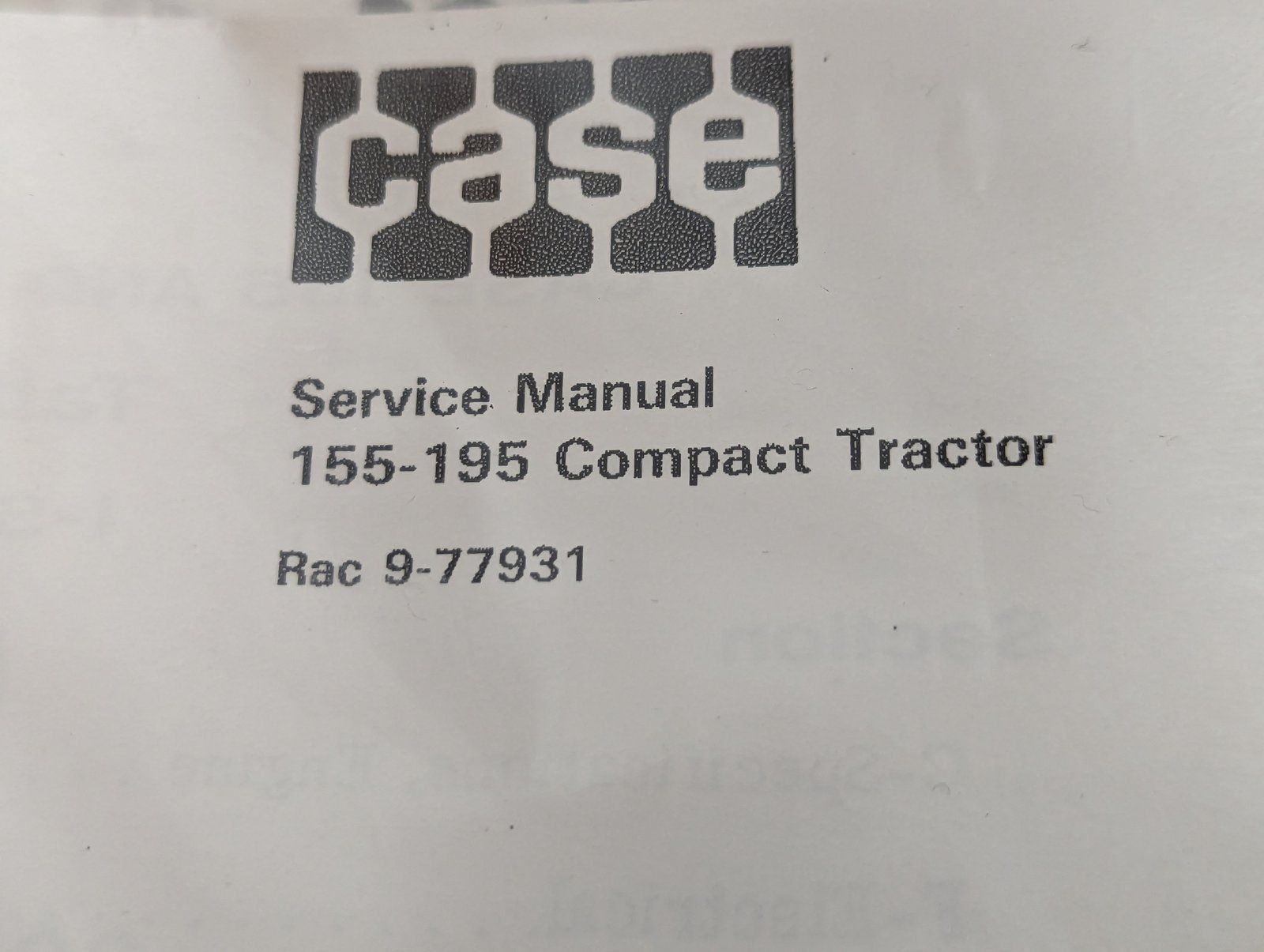 9-77931 SM: 155 195 COMPACT TRACTOR - Ingersoll/Case Tractor Part