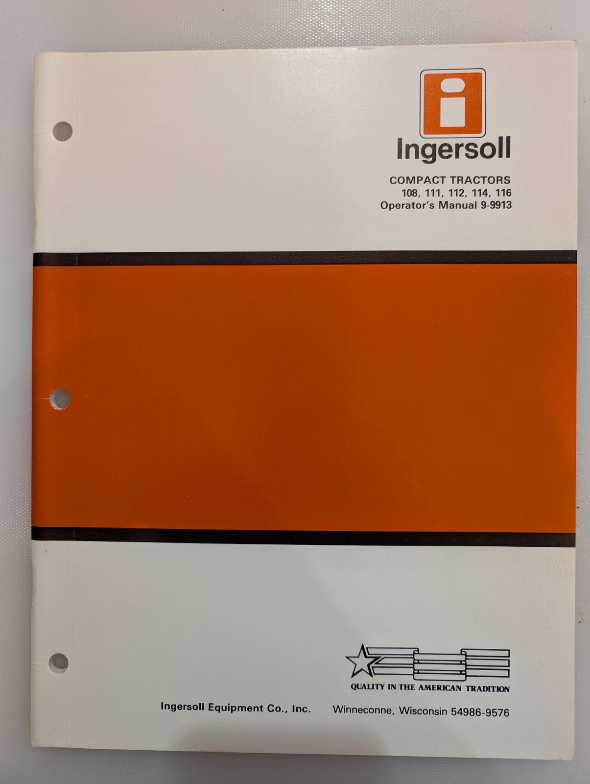 9-9913 OM 108 111 112 114 116 COMPACT TRACTOR - Ingersoll/Case Tractor Part
