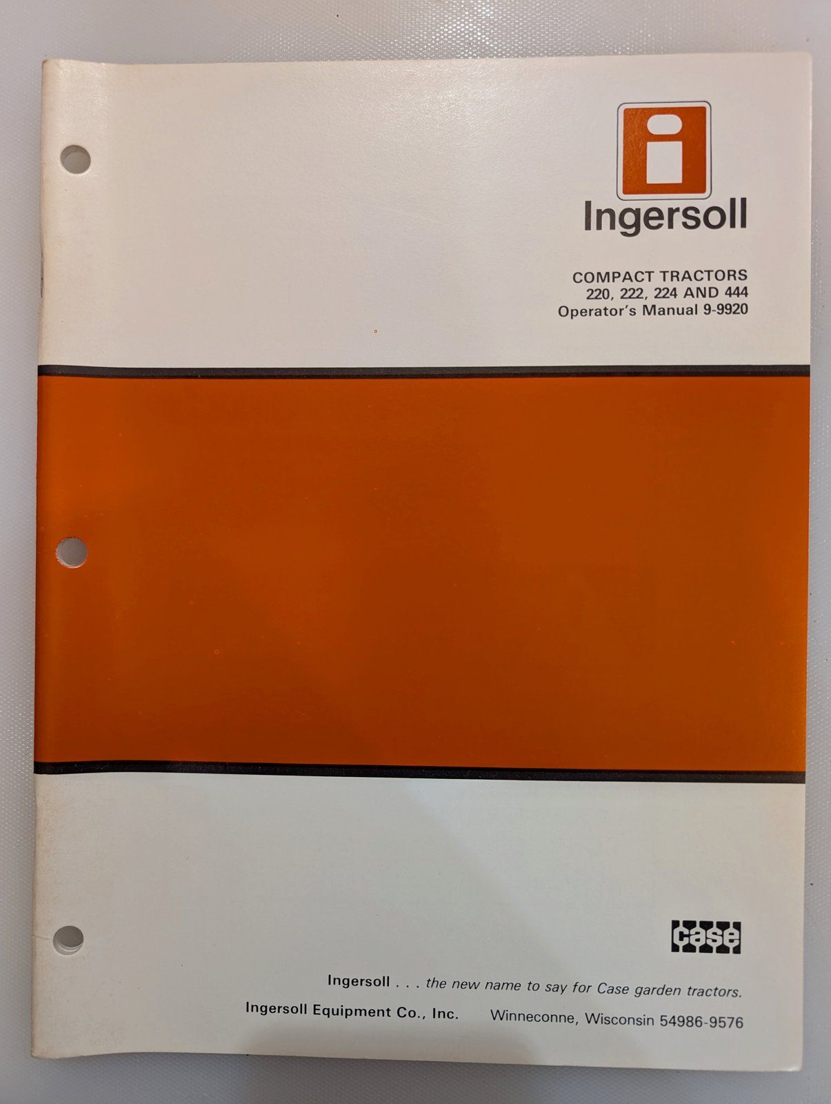 9-9920 OM: 220 222 224 444 - Ingersoll/Case Tractor Part