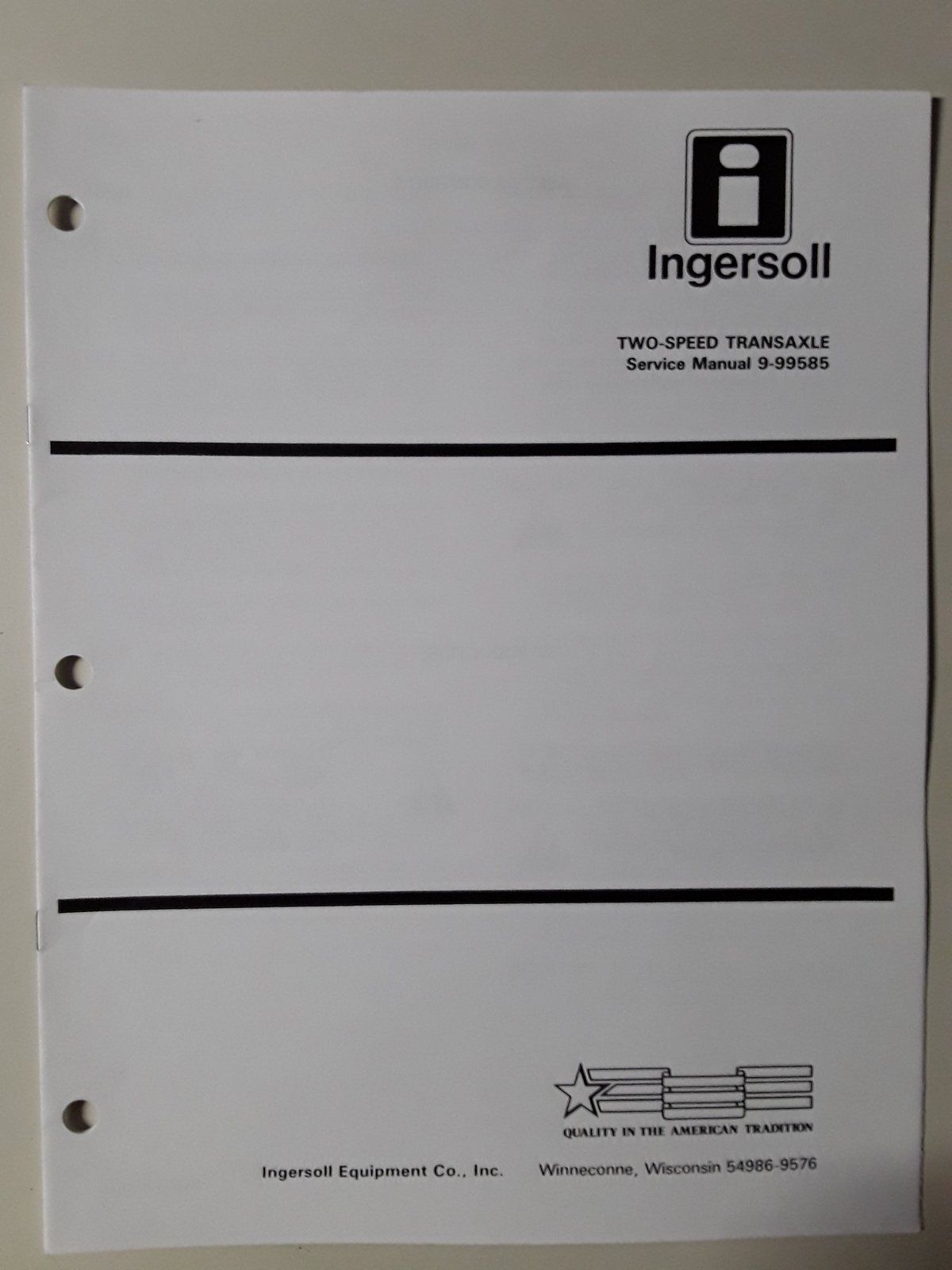 9-99585 SM: TWO SPEED TRANSAXLE - PHOTOCOPY - Ingersoll/Case Tractor Part
