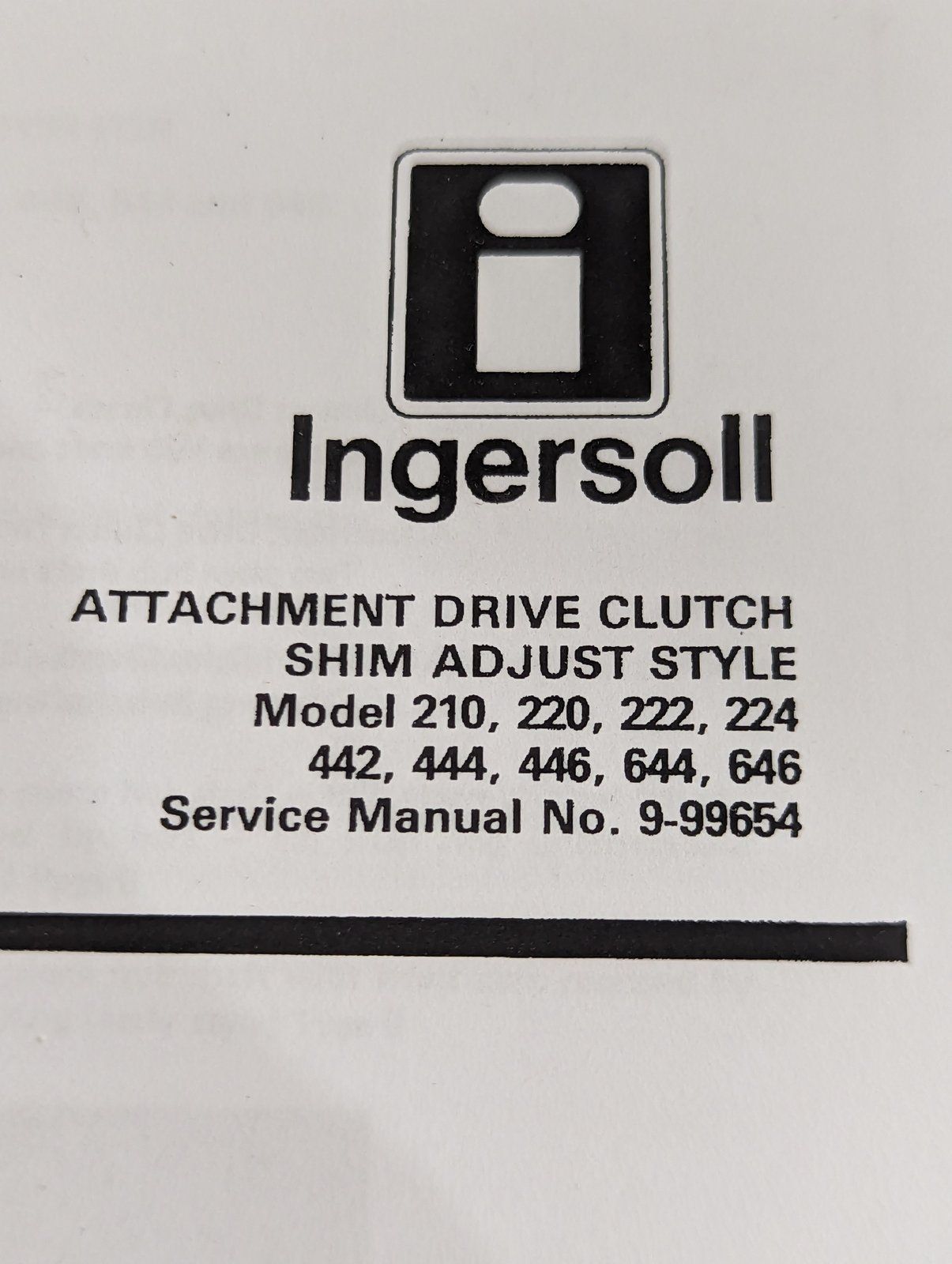 9-99654 SM: ATTACHMENT DRIVE CLUTCH SHIM ADJUST STYLE PTO - Ingersoll/Case Tractor Part