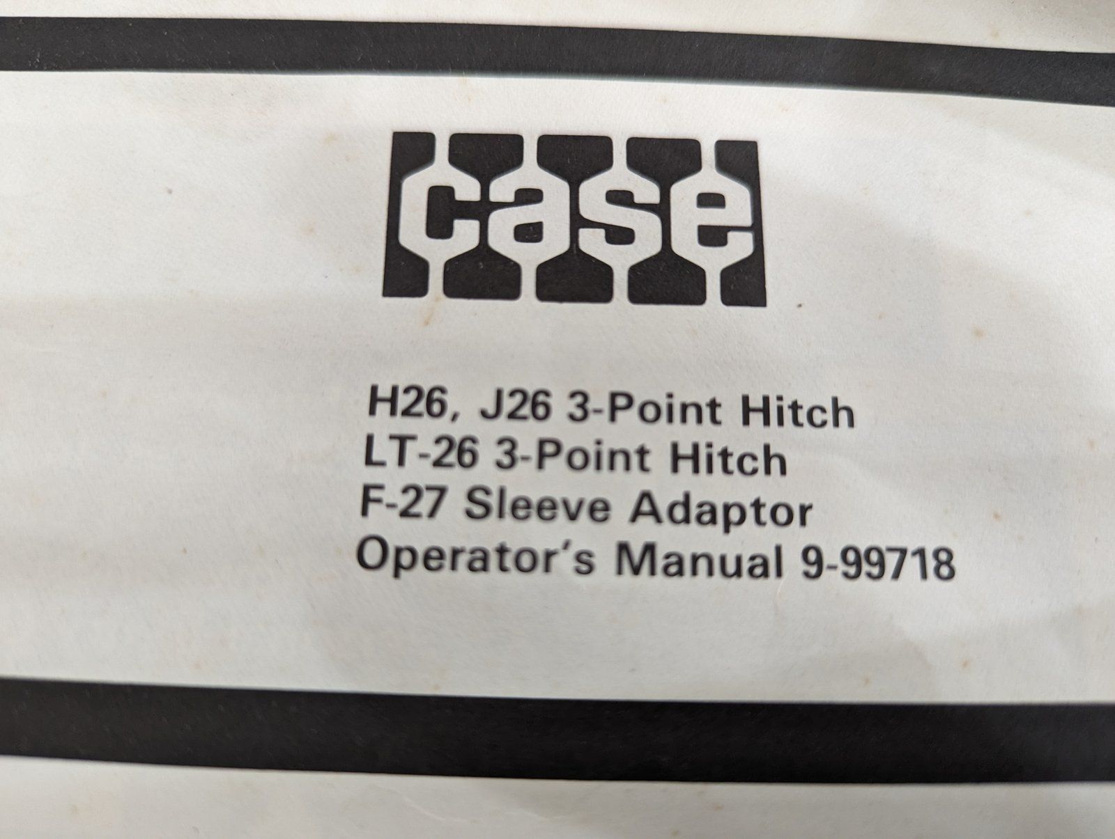 9-99718 OM: H26 J26 LT26 3-POINT HITCH F27 SLEEVE ADAPTOR - Ingersoll/Case Tractor Part