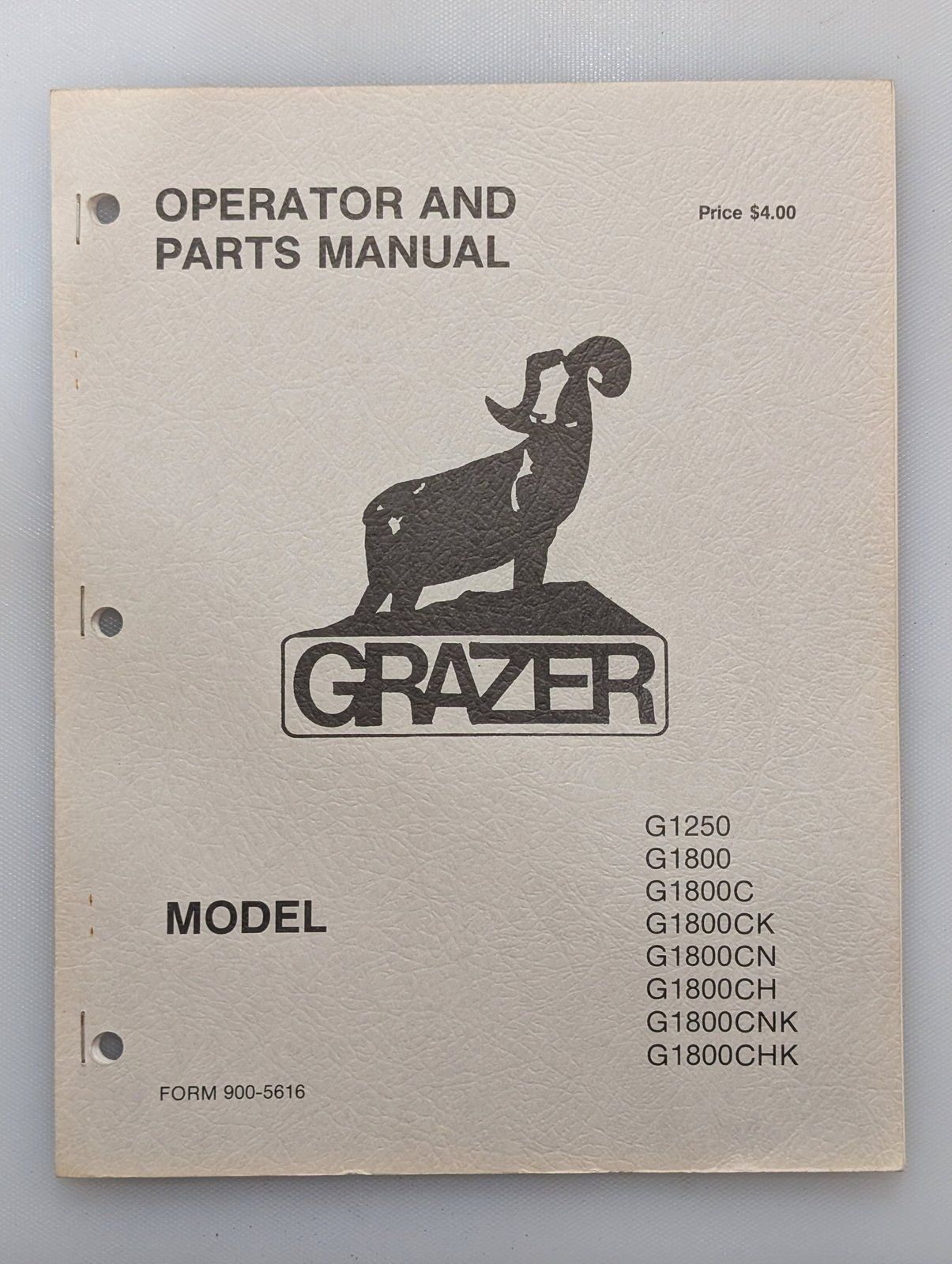 900-5616 GRAZER OM & PC G1250 G1800 G1800C G1800CK G1800CN G1800CH G1800CNK G1800CHK - Ingersoll/Case Tractor Part