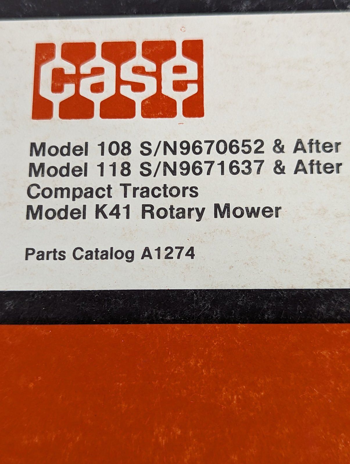 A1274 PC: 108 118 MODEL K41 ROTARY MOWER - Ingersoll/Case Tractor Part
