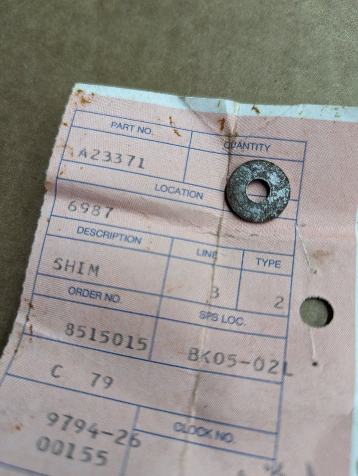 A23371 SHIM - Ingersoll/Case Tractor Part