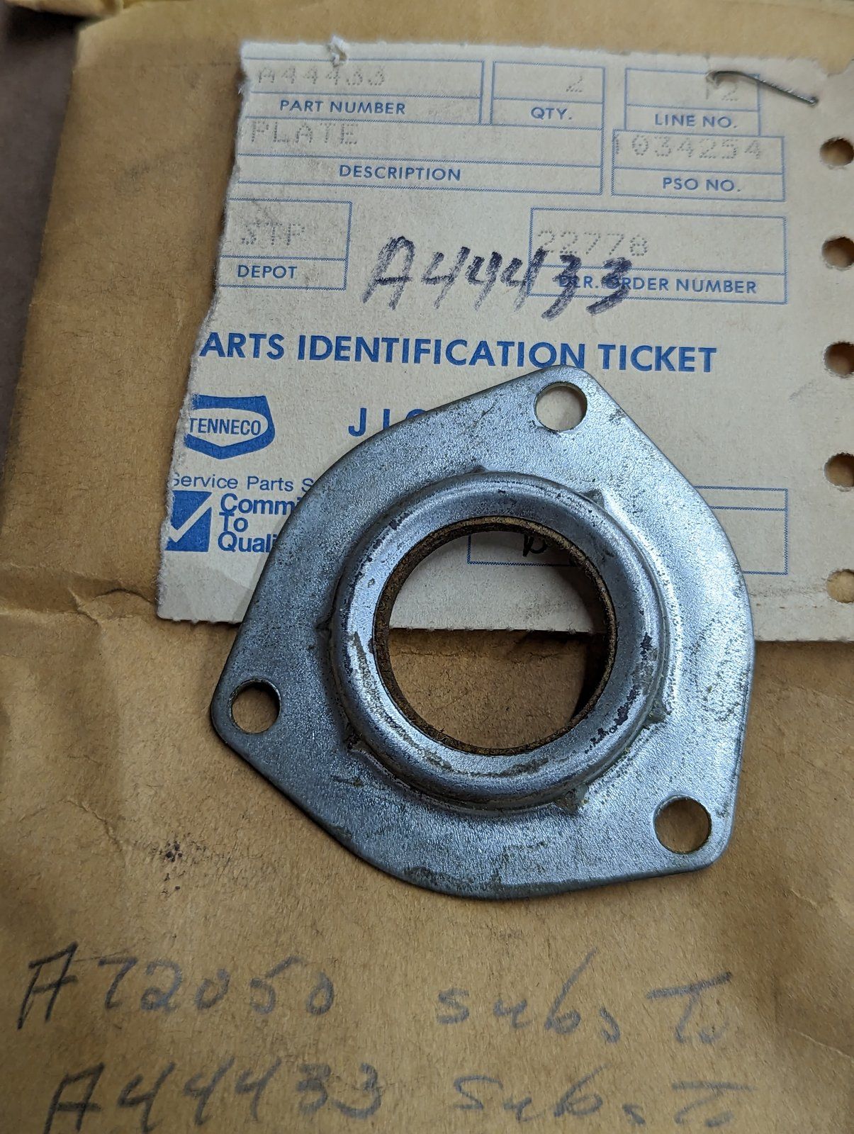 A44433 PLATE - Ingersoll/Case Tractor Part