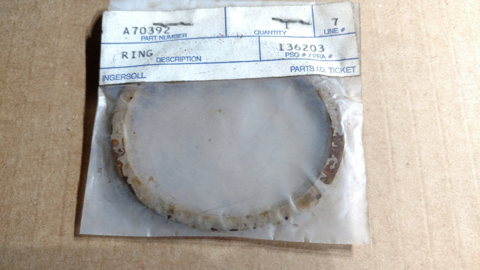 A70392 RING - Ingersoll/Case Tractor Part