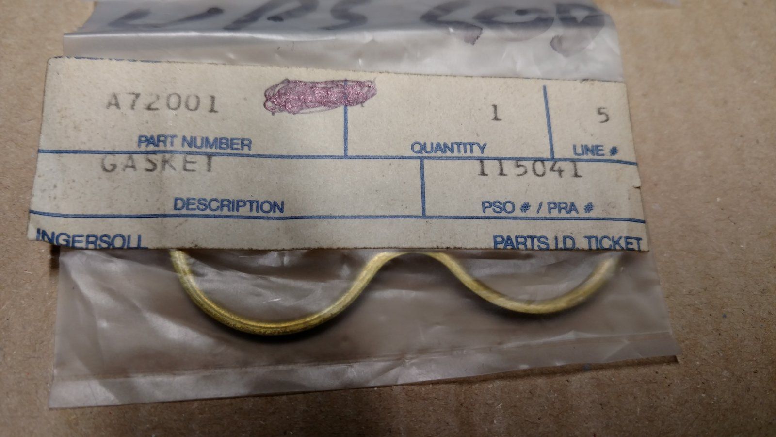 A72001 GASKET - BRASS FRONT COVER - Ingersoll/Case Tractor Part