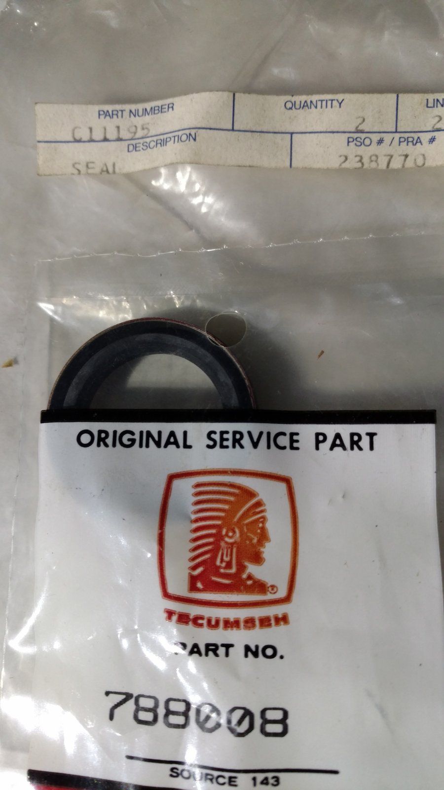 C11195 SEAL-OIL COLT 2110 TRANS TECUMSEH 788008 - Ingersoll/Case Tractor Part