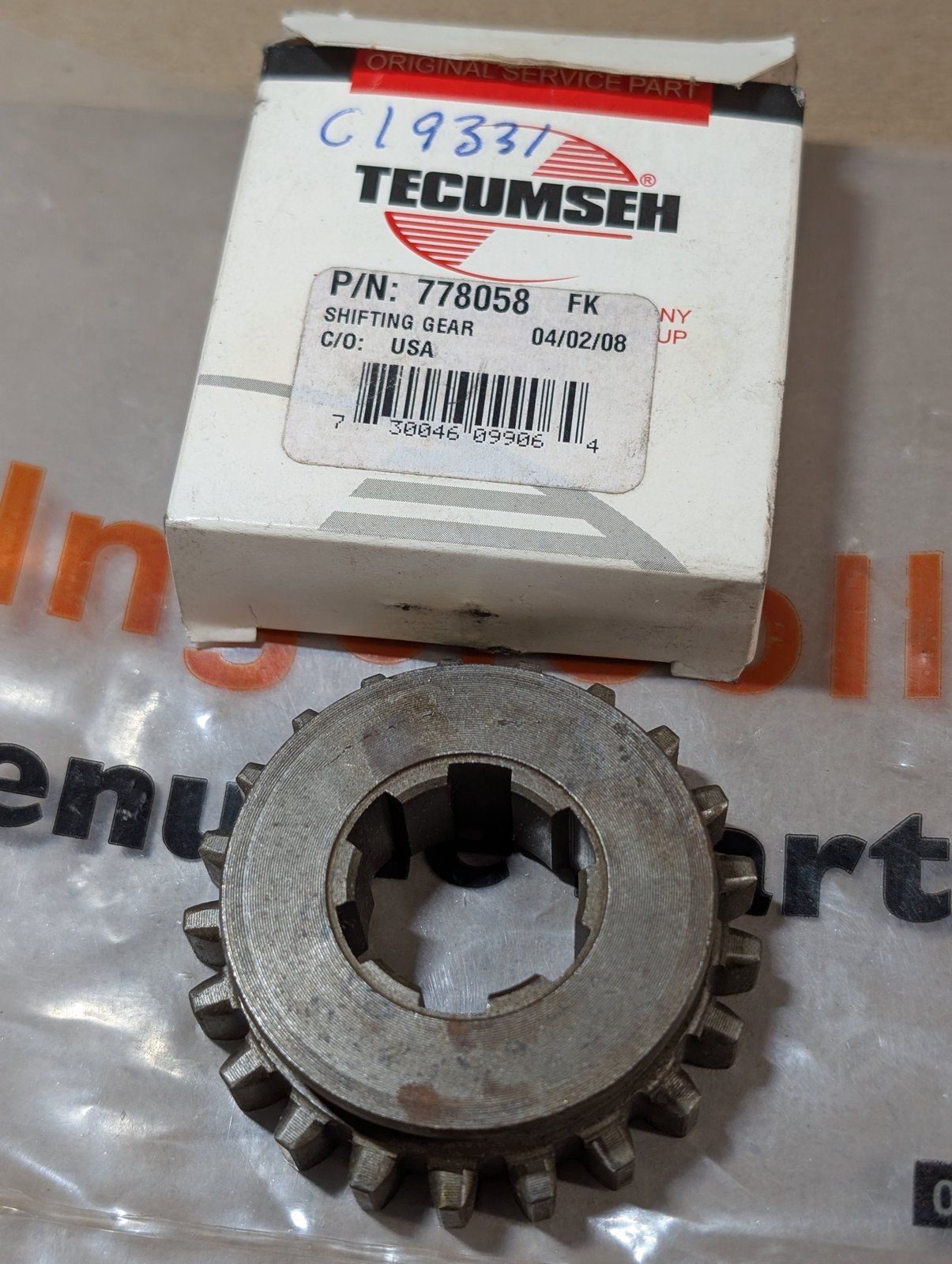 C19331 SHIFTING GEAR TECUMSEH 778058 - Ingersoll/Case Tractor Part