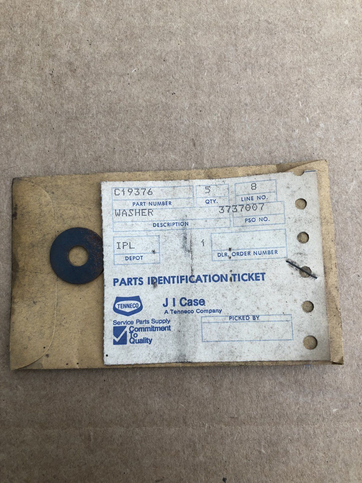 C19376 WASHER 195-520 - Ingersoll/Case Tractor Part