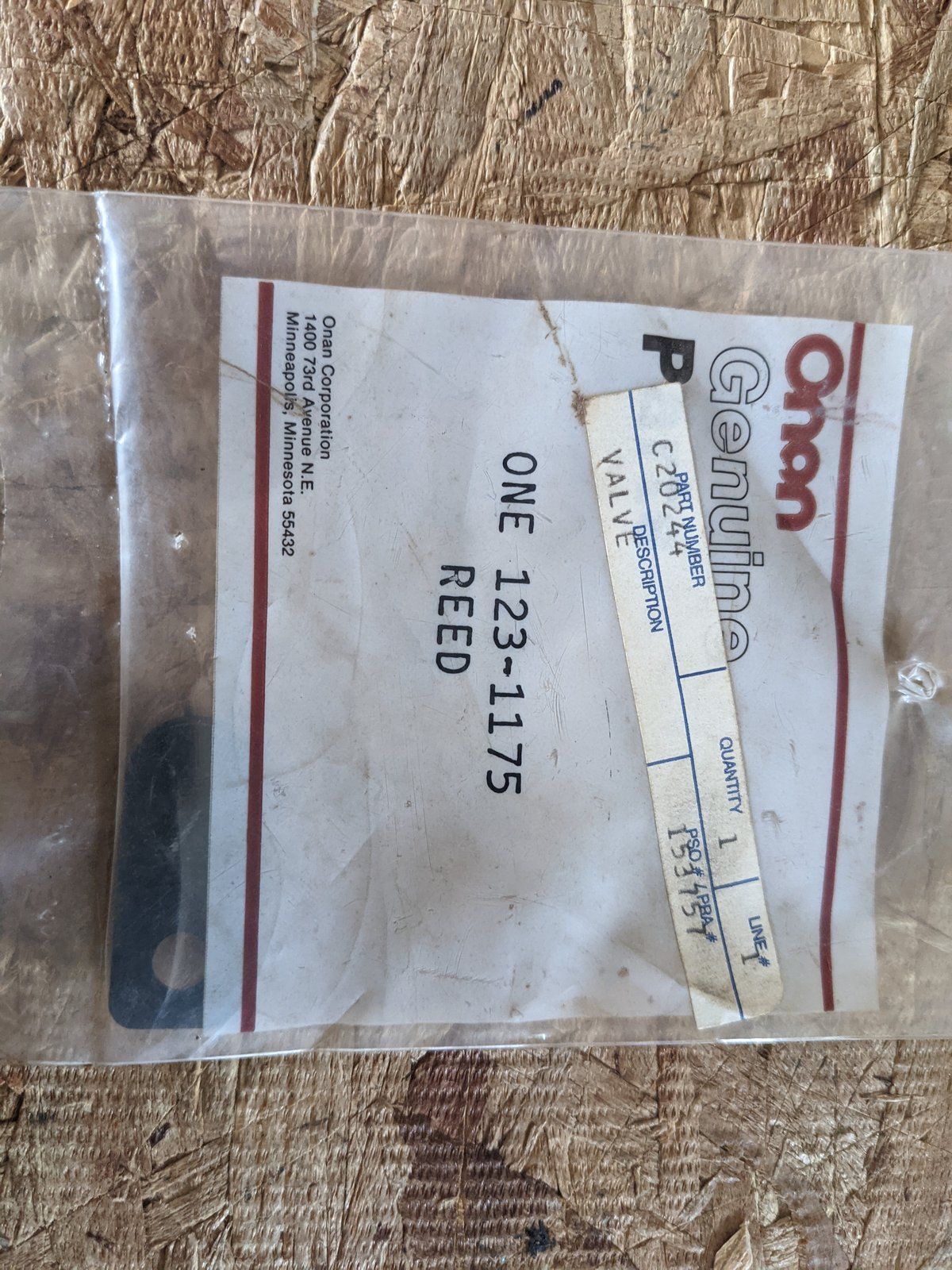 C20244 VALVE ONAN 123-1175 - Ingersoll/Case Tractor Part