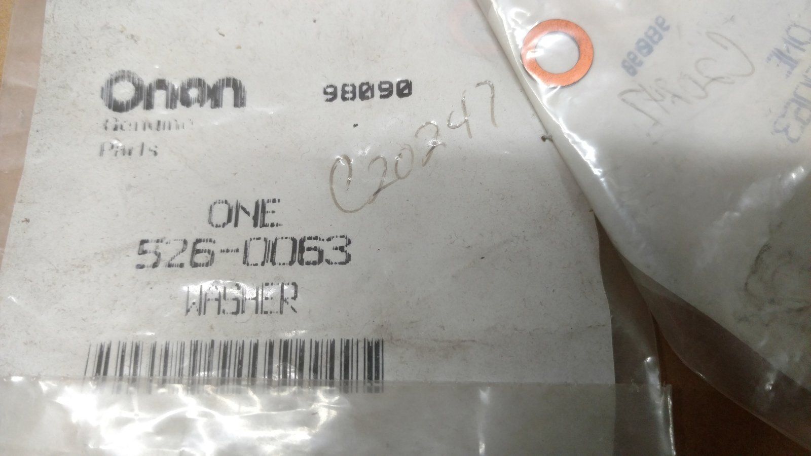 C20247 WASHER ONAN 526-0063 - Ingersoll/Case Tractor Part