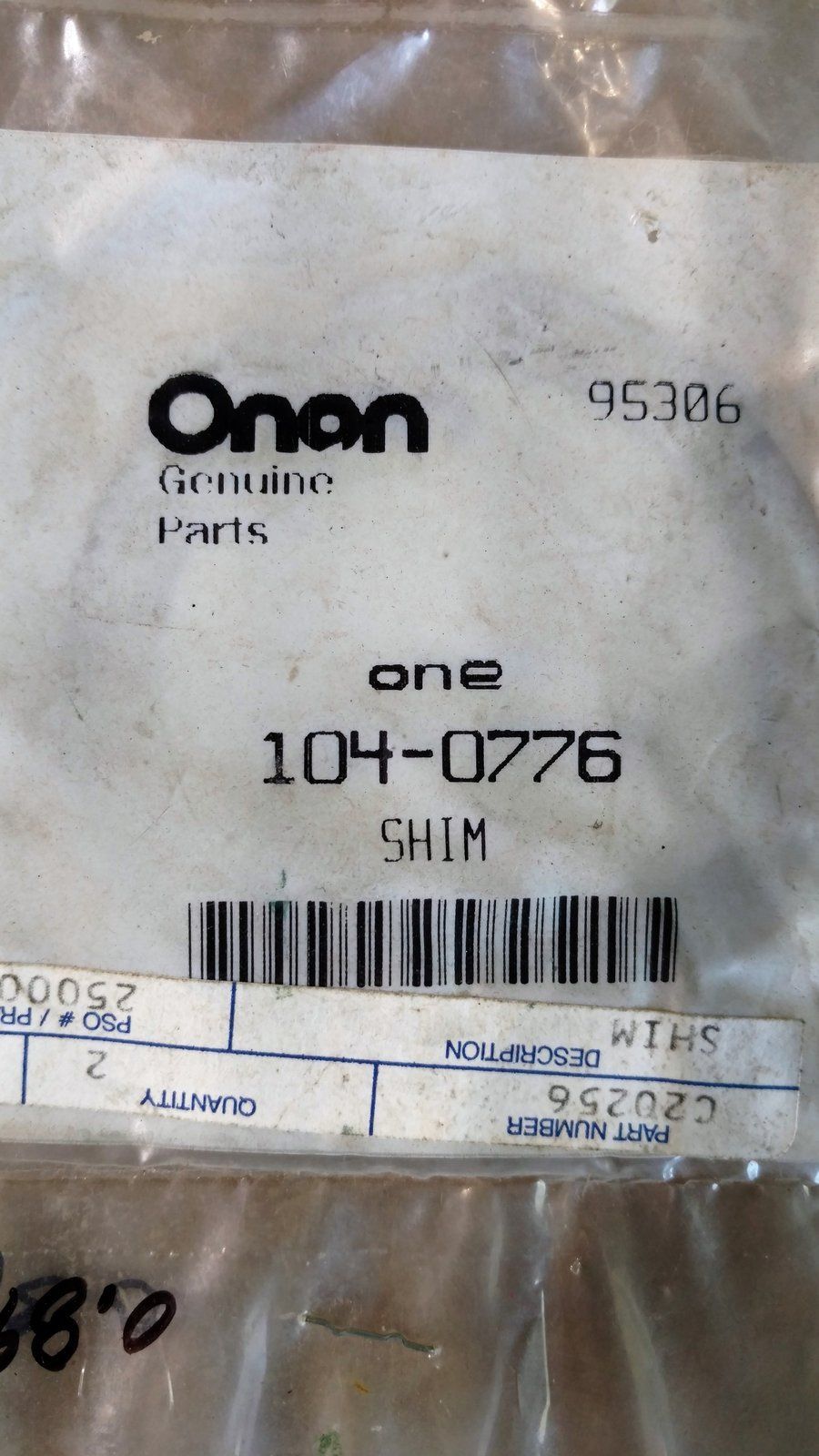C20256 SHIM - REAR BEARING PLATE ONAN 104-0776 - Ingersoll/Case Tractor Part