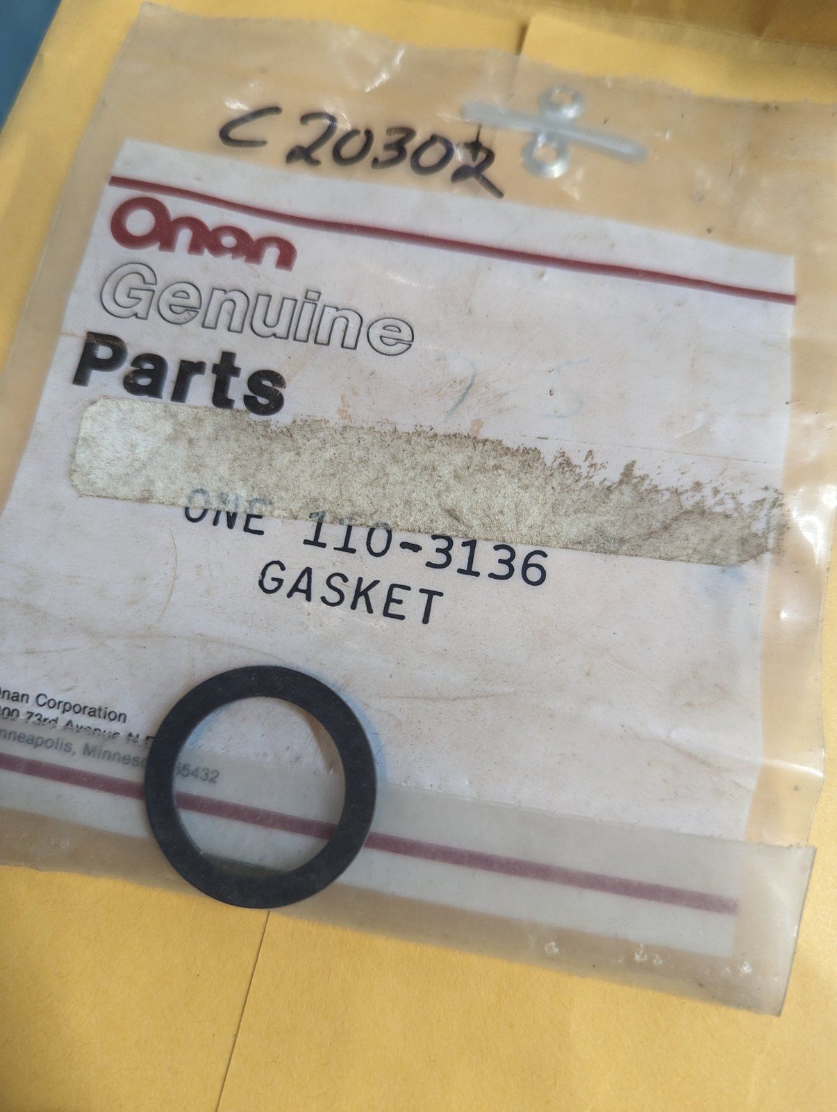 C20302 GASKET - VALVE GUIDE ONAN 110-3136 RUBBER - Ingersoll/Case Tractor Part