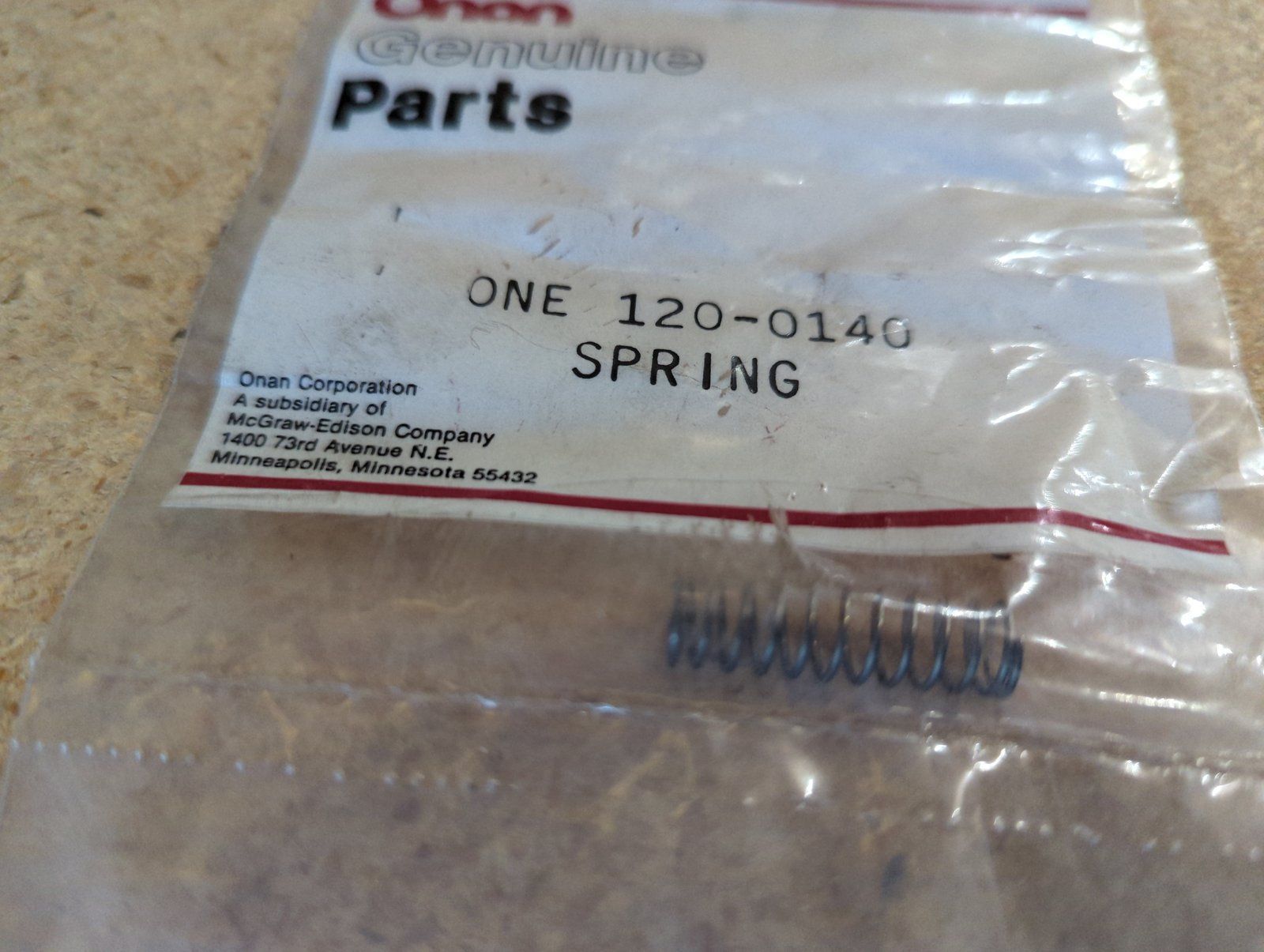 C20320 Onan 120-0140 Oil By Pass Spring CCK - B - P & N Series - Ingersoll/Case Tractor Part