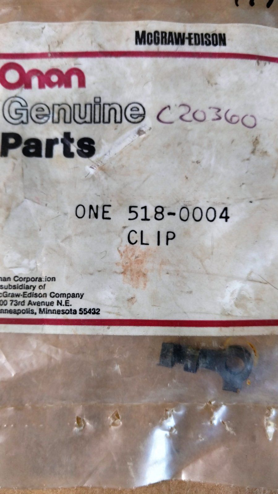C20360 CLIP ONAN 518-0004 - Ingersoll/Case Tractor Part