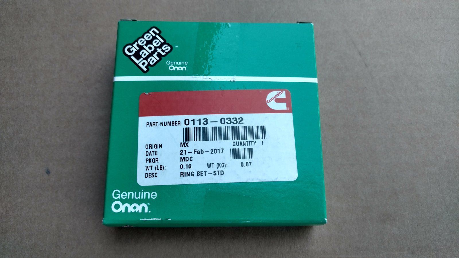 C20382 ONAN 113-0332` RING SET - PISTON - STANDARD - Ingersoll/Case Tractor Part