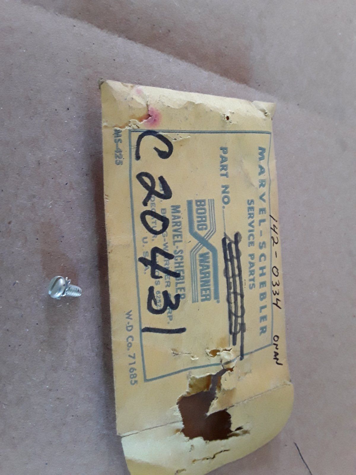 C20431 ONAN 142-0334 SCREW - FLY MTG. - Ingersoll/Case Tractor Part