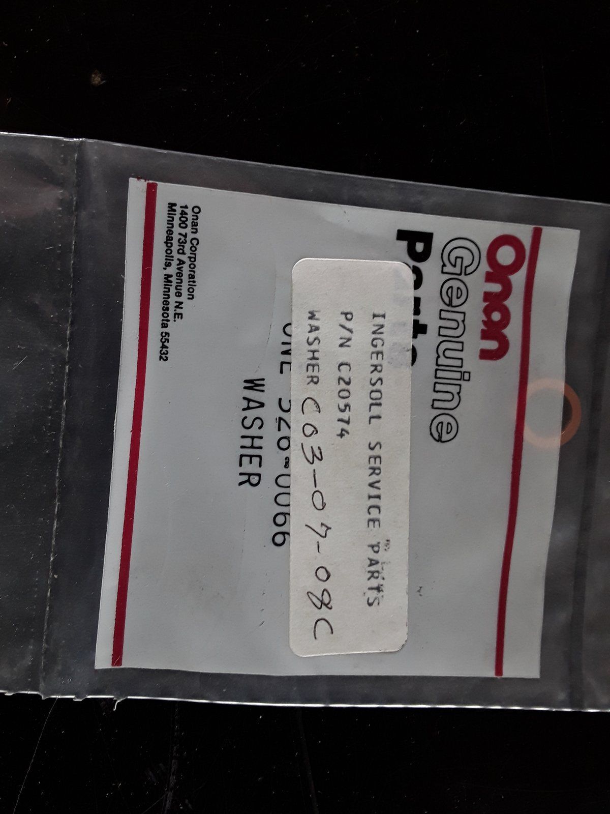 C20574 ONAN 526-0066 WASHER - Ingersoll/Case Tractor Part