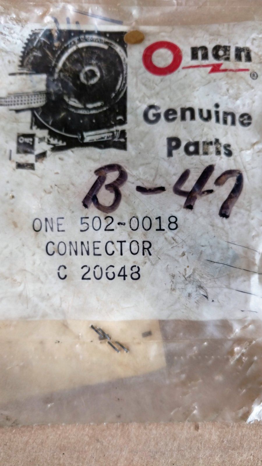 C20648 CONNECTOR - INVERTED MALE ONAN 502-0018 222-1014 - Ingersoll/Case Tractor Part