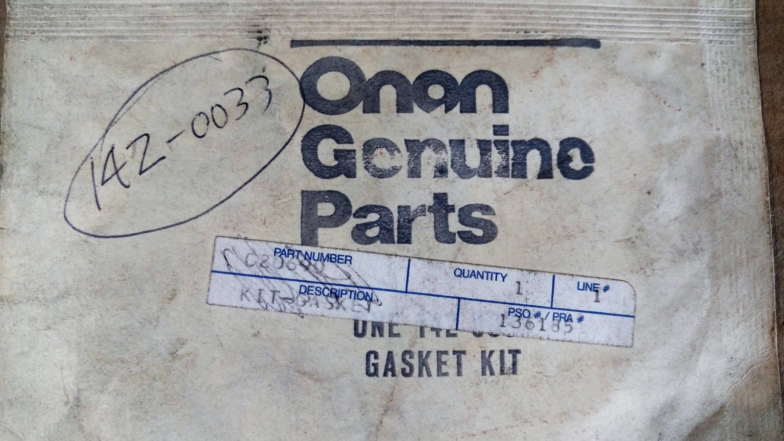 C20690 GASKET KIT ONAN 142-0033 - Ingersoll/Case Tractor Part